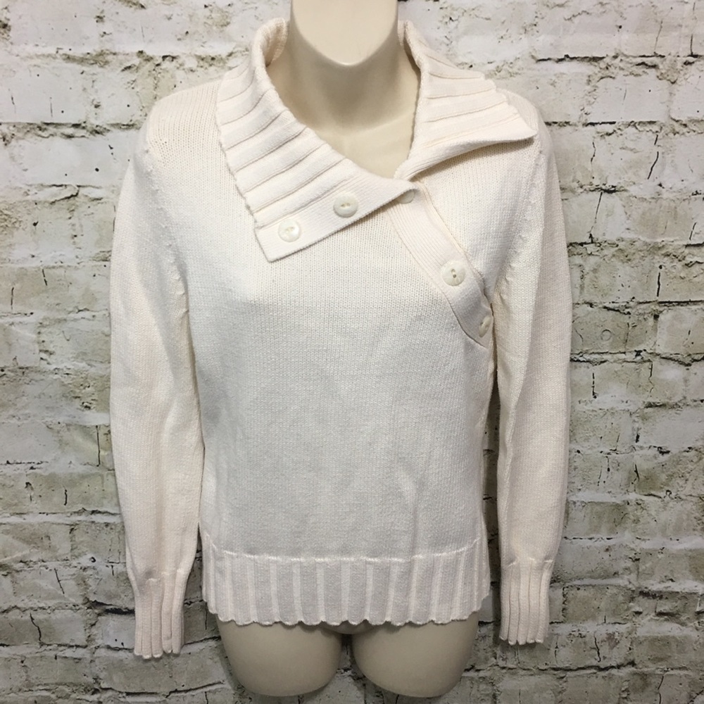 🍁 Cousin Johnny Cream Asymmetrical Sweater